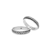 Sterling silver braided rope band ring, handcrafted unisex 925 silver jewelry from Bali.